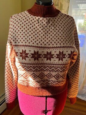 American Eagle Rust Orange Scandinavian Sweater